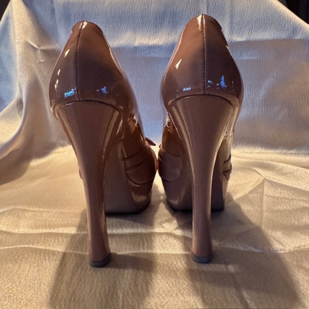Yves Saint Laurent Palais B Light Clay Platform Heel - Size 38 -LIKE NEW - Picture 4 of 16